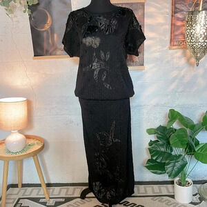 unique  hand crochet  lim's maxi skirt set back size medium